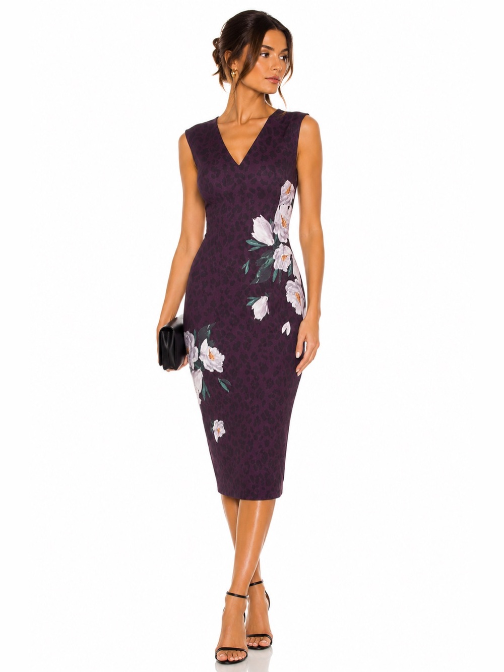 ted baker purple floral dress Ted Baker purple &grey silk floral dress sz 3 (M)